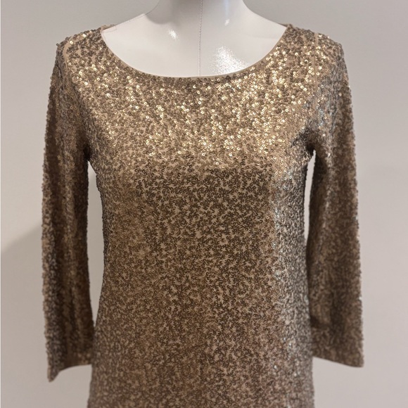 J.Crew Gold Sequin Long Sleeve Top - Picture 1 of 6